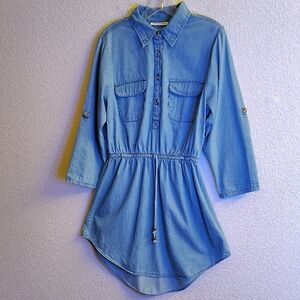 Stylish Light Blue Women's Chambray Casual Dress HGRD